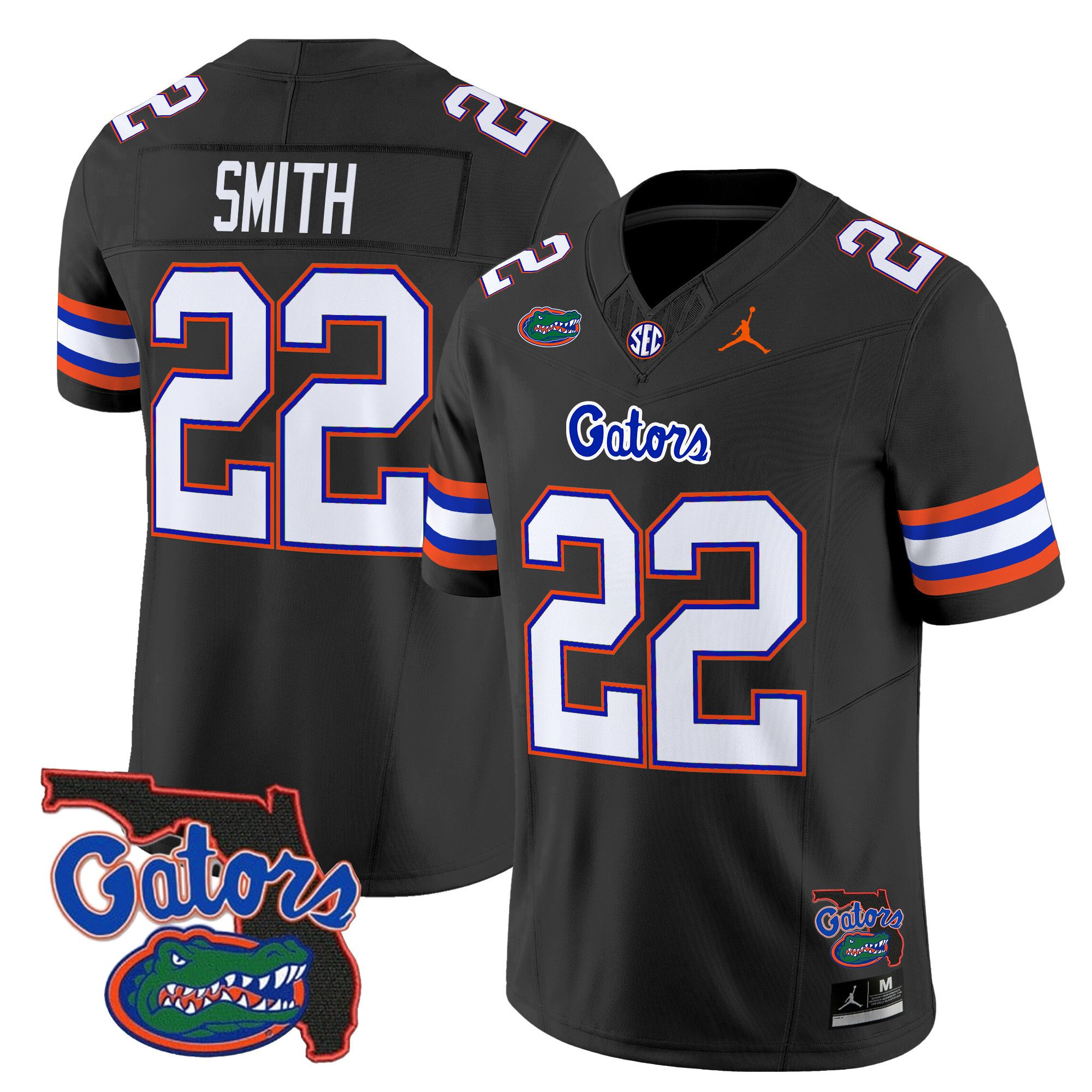 Men Florida Gators #22 Smith Black 2024 Florida Patch Vapor Limited NCAA Jersey style 1->ncaa teams->NCAA Jersey